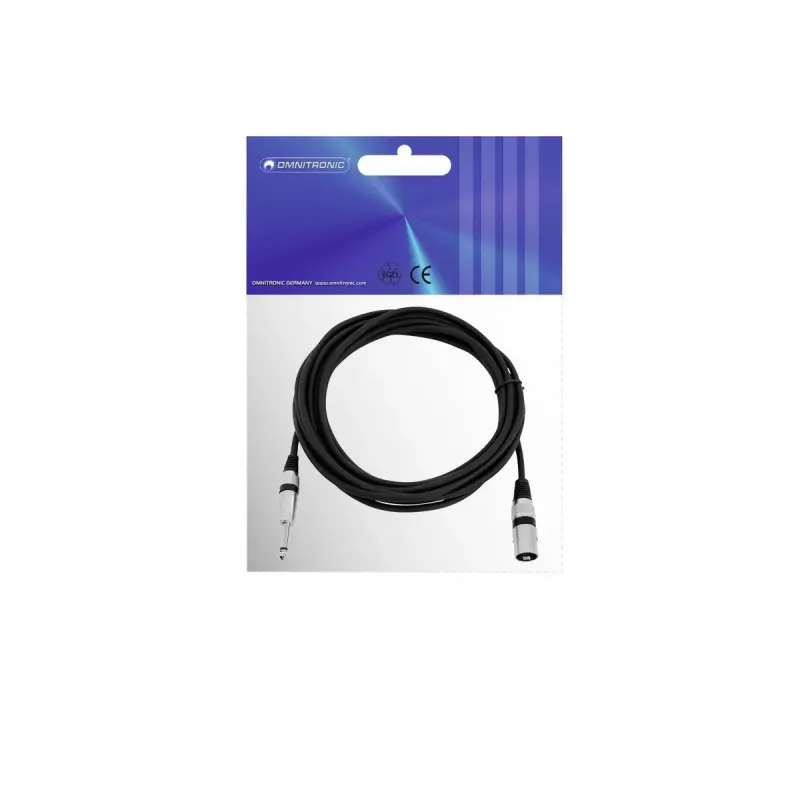 Audio kábel XLR 3-pol 6,35 mm Omnitronic 3022519C 5 m čierny