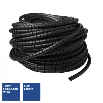 ACT 15 mm špirála na káble, dĺžka 50 metrov, manažment káblov, čierna, polyvinylchlorid (PVC)