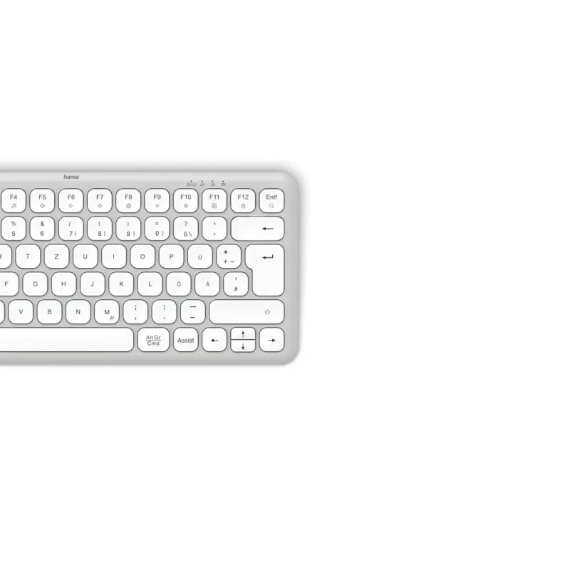 Hama WK-500 klávesnica pre viac zariadení, kompaktná, bezdrôtová RF + Bluetooth, QWERTZ nemecká, biela