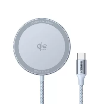 UGREEN MagFlow W753 Qi2 magnetická bezdrôtová nabíjacia podložka, 25 W, strieborná