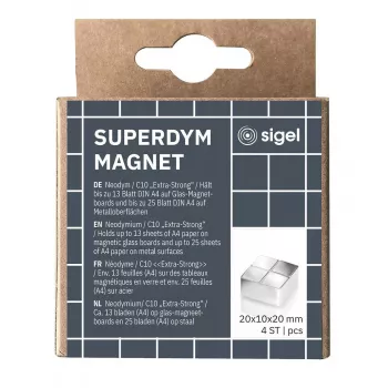 Tvorivý magnet štvorcový Sigel BA705 neodým strieborný 20x20x10mm
