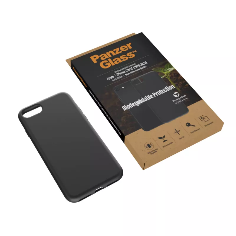 Puzdro PanzerGlass Biodegradable obal iPhone 6 6s SE 2020 2022 7 8 čierny