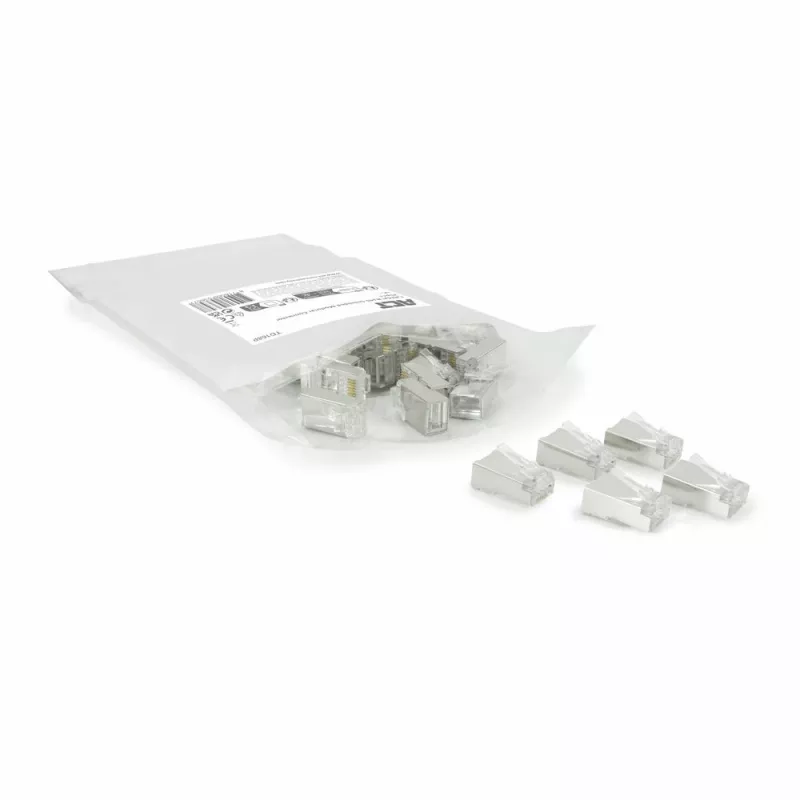 ACT CAT6A pass-through tienený modulárny RJ45 konektor zlaté kontakty strieborná transparentná
