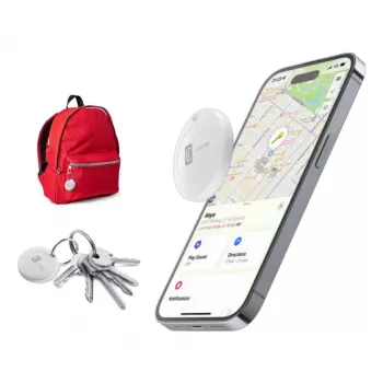 Cellularline Tracy – Designed for iOS lokalizátor predmetov kompatibilný s Android, ideálny na vyhľadávanie kľúčov, batohov a osobných predmetov cez aplikáciu Apple „Kde je?“. Kompaktný, presný a jednoduchý na nastavenie.