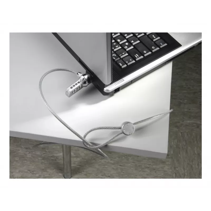 Hama Light zámok na notebook, 4-miestna kombinácia, uhlíková oceľ, strieborný