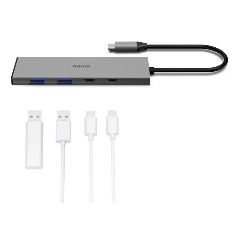 Hama 00200147 rozbočovač rozhraní USB Type-C 10000 Mbit/s sivý