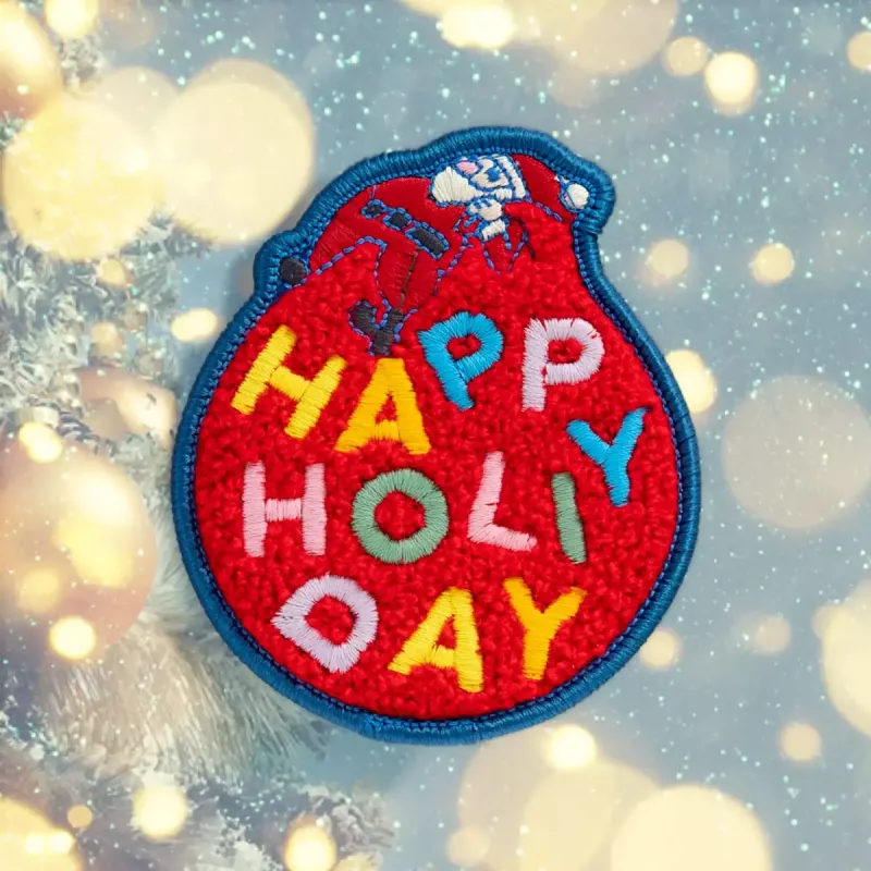 Odznak LAUT MAGMOJI BADGE – Happy Holiday Edition, látka, textil, červená, 1 ks