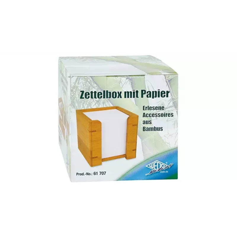 WEDO 61 707 bambusový box na poznámky s 900 listami, 90 x 90 mm