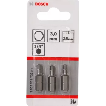 Bit do skrutkovača Bosch 2607001722 extra tvrdý Hex 3 mm 25 mm 3 kusy