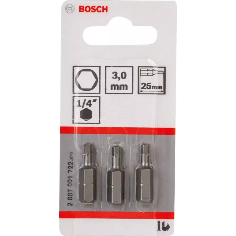 Bit do skrutkovača Bosch 2607001722 extra tvrdý Hex 3 mm 25 mm 3 kusy