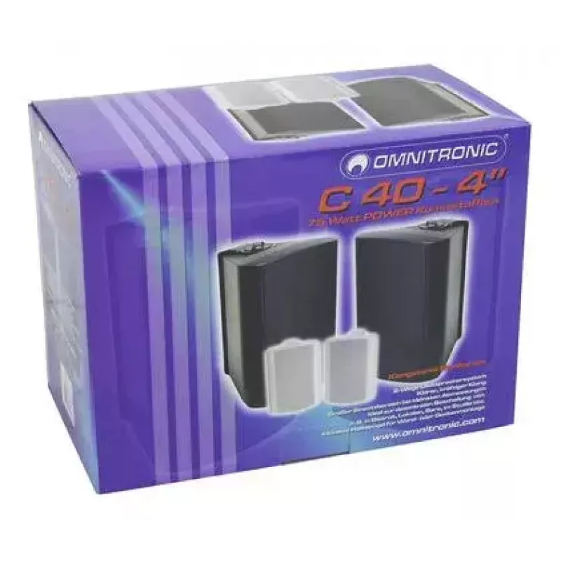 Omnitronic C-40 2-pásmový reproduktor, na stenu, 50–20000 Hz, drôtový, ABS, biely