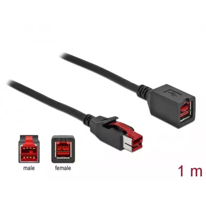 Predlžovací kábel s napájaním USB DeLOCK 85985 24 V 1 m čierny