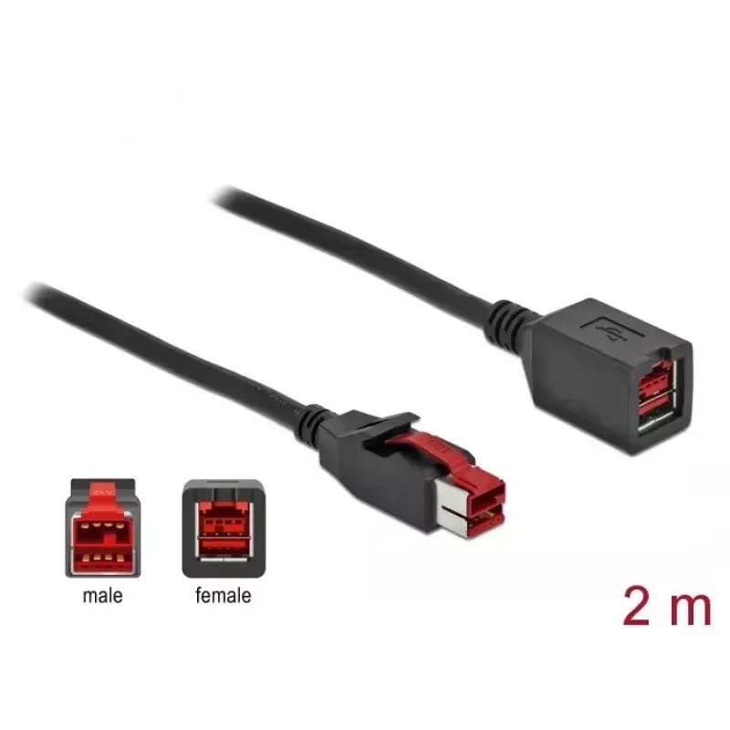 Aktívny USB predlžovací kábel DeLOCK 85986 24 V 2 m čierny