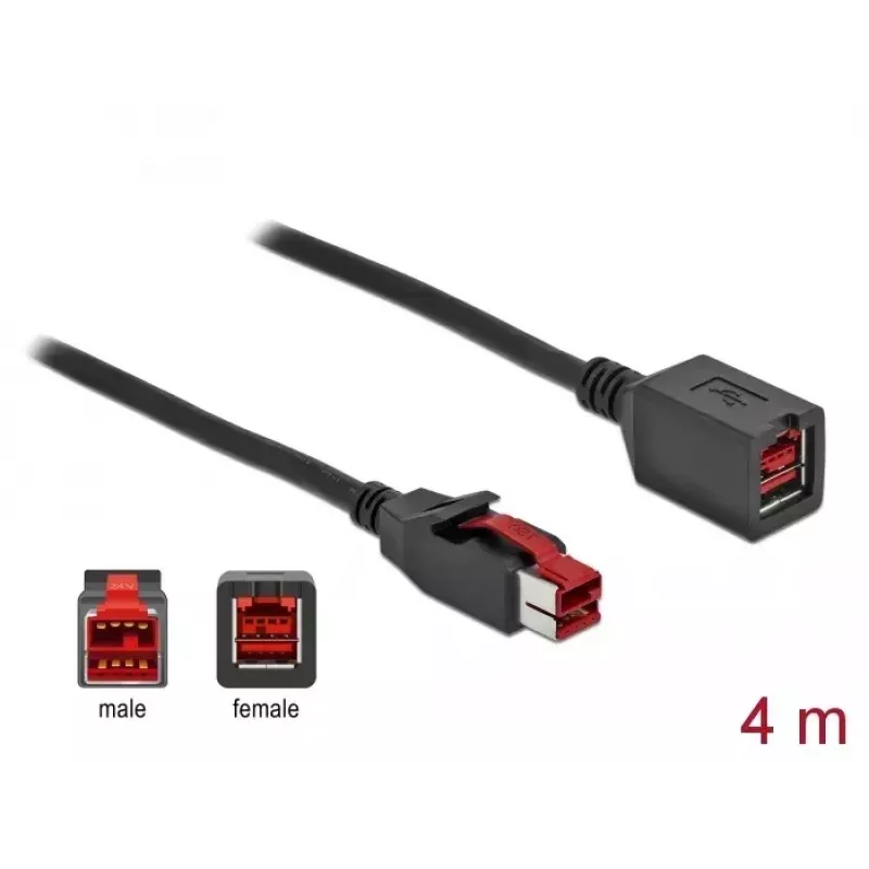 Aktívny USB predlžovací kábel DeLOCK 85988 24 V 4 m čierny
