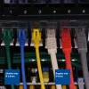 ACT červená 3 metre LSZH U/FTP CAT6A dátacentrum Slimline patch kábel bez zaistenej západky s RJ45 konektormi