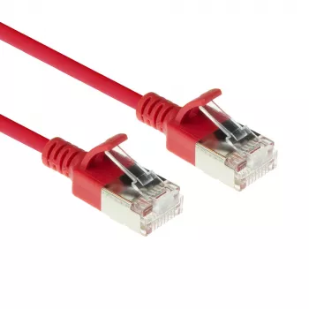 ACT červená 1,5 metra LSZH U/FTP CAT6A dátacentrum Slimline patch kábel snagless s RJ45 konektormi