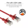 ACT červená 0,25 m LSZH U/FTP CAT6A dátacentrum Slimline patch kábel, bez zaistenej západky s RJ45 konektormi