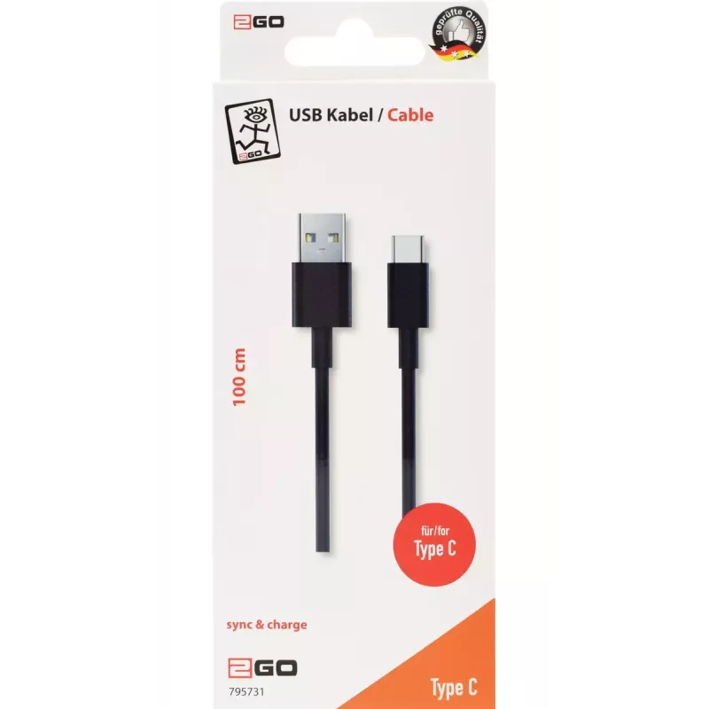 USB kábel 2GO 795731 1 m USB B USB C USB 3.2 Gen 1 čierny