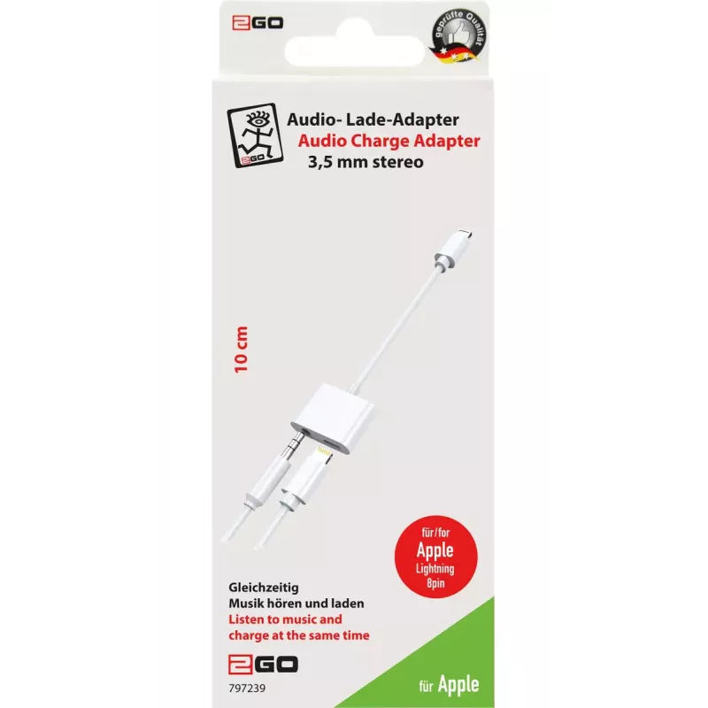 Lightning kábel 2GO 797239 0,1 m biely Lightning na Lightning + 3,5 mm