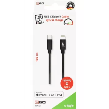 Lightning kábel 2GO 797162 1 m čierna USB-C