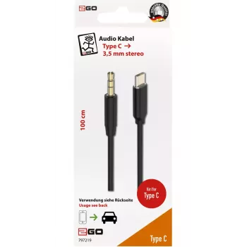 Audio kábel 2GO 797219 1 m 3,5 mm USB Type-C čierna
