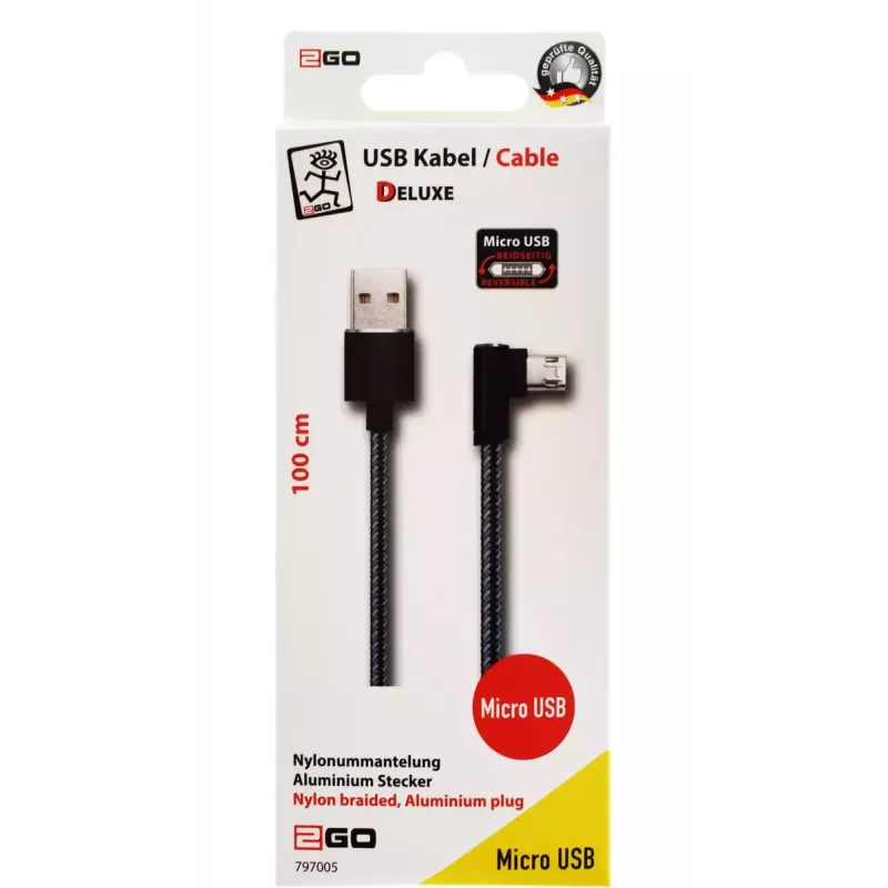 USB kábel 2GO 797005 1 m USB B Micro-USB B čierny