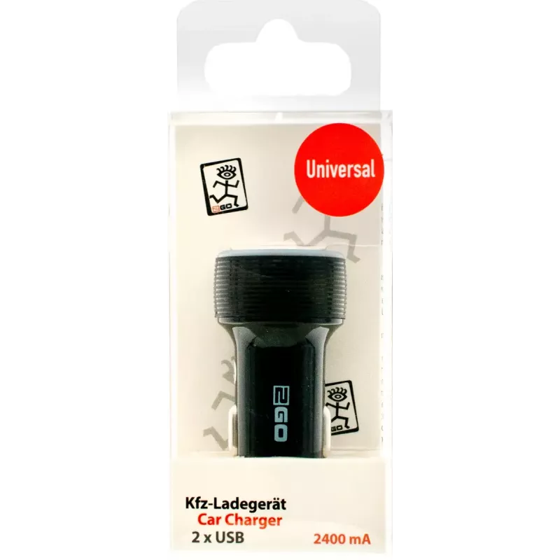 Mobilná nabíjačka 2GO 795784 univerzálna čierna zapaľovač Auto 12/24V 2 USB porty