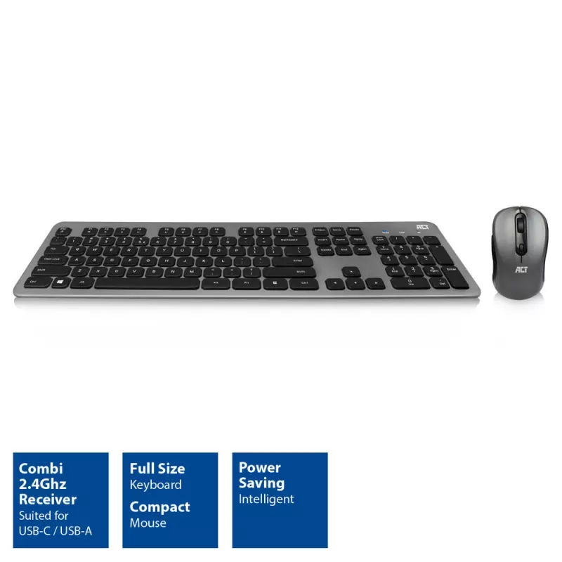 ACT AC5710 bezdrôtová klávesnica, RF, QWERTY UK International, čierna