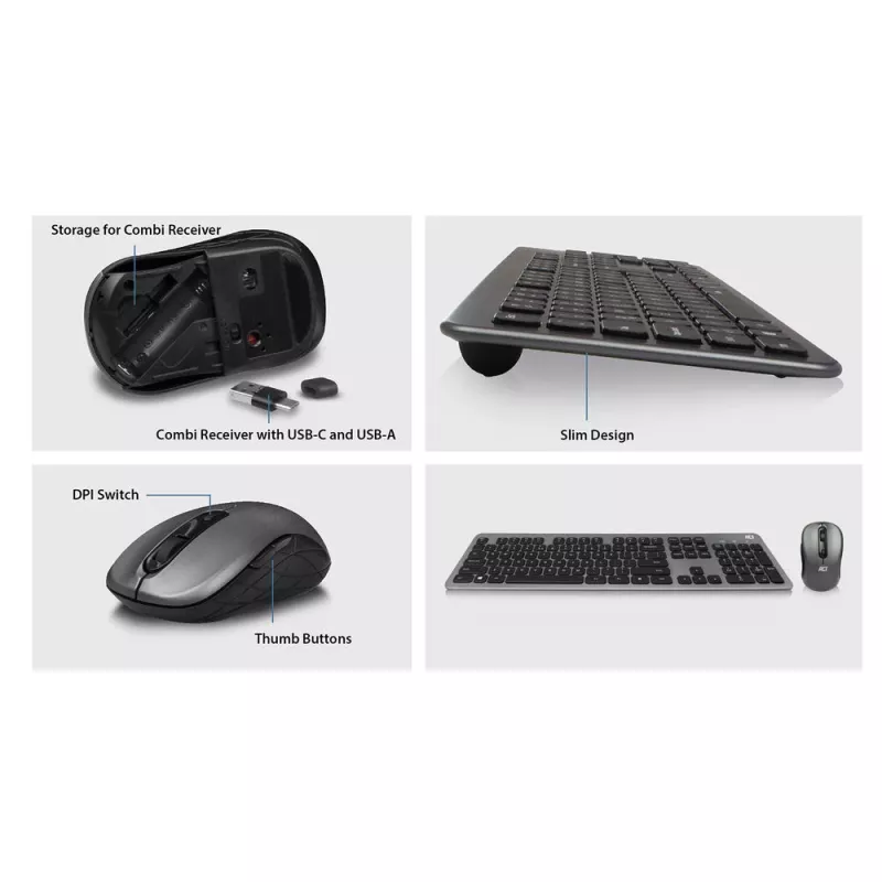 ACT AC5710 bezdrôtová klávesnica, RF, QWERTY UK International, čierna