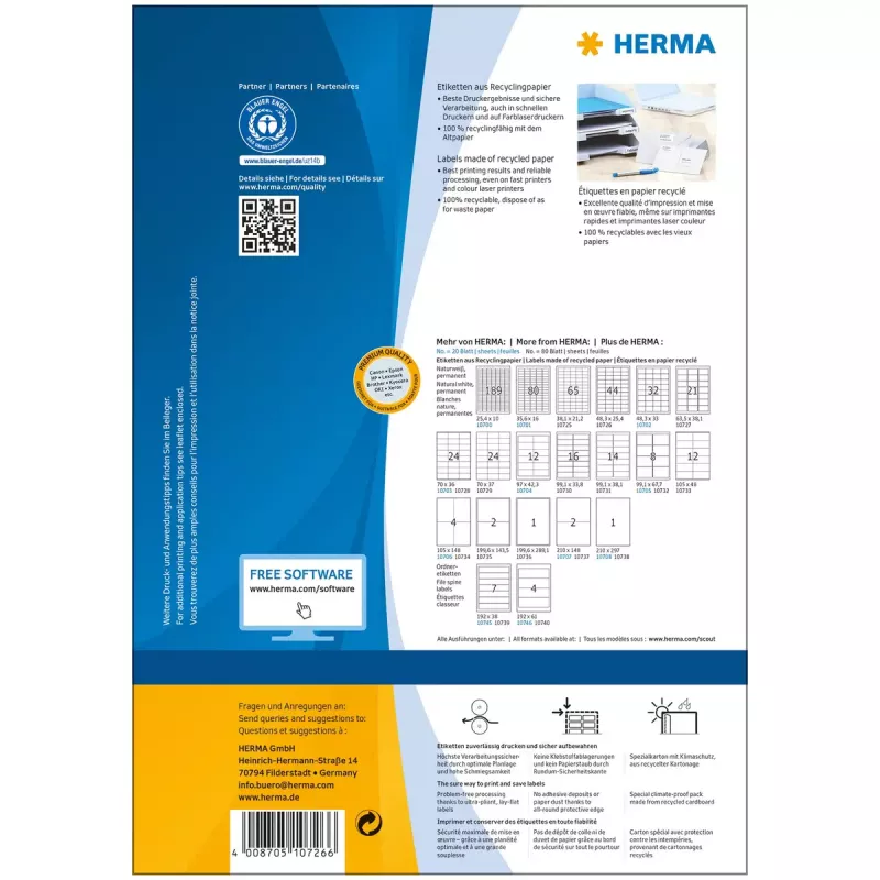 Samolepiace etikety do tlačiarne HERMA 10726 biela 4,83x2,54 cm 3520 etikiet