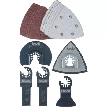 Sada čepelí kwb Universal kit 17 ks pre hliník betón meď sadrokartón plast plech drevo