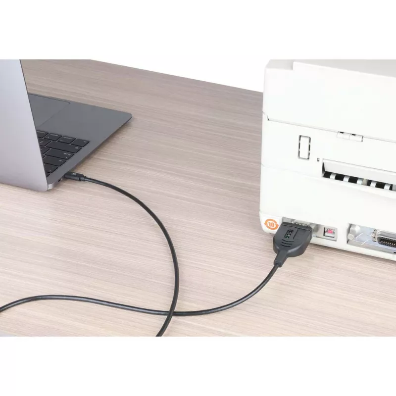 Manhattan USB-C na sériový konvertorový kábel, 1 m, konektor samec na konektor samec, sériový/RS232/COM/DB9, čip Prolific PL2303GT, čierny kábel, trojročná záruka