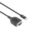 Manhattan USB-C na sériový konvertorový kábel, 1 m, konektor samec na konektor samec, sériový/RS232/COM/DB9, čip Prolific PL2303GT, čierny kábel, trojročná záruka