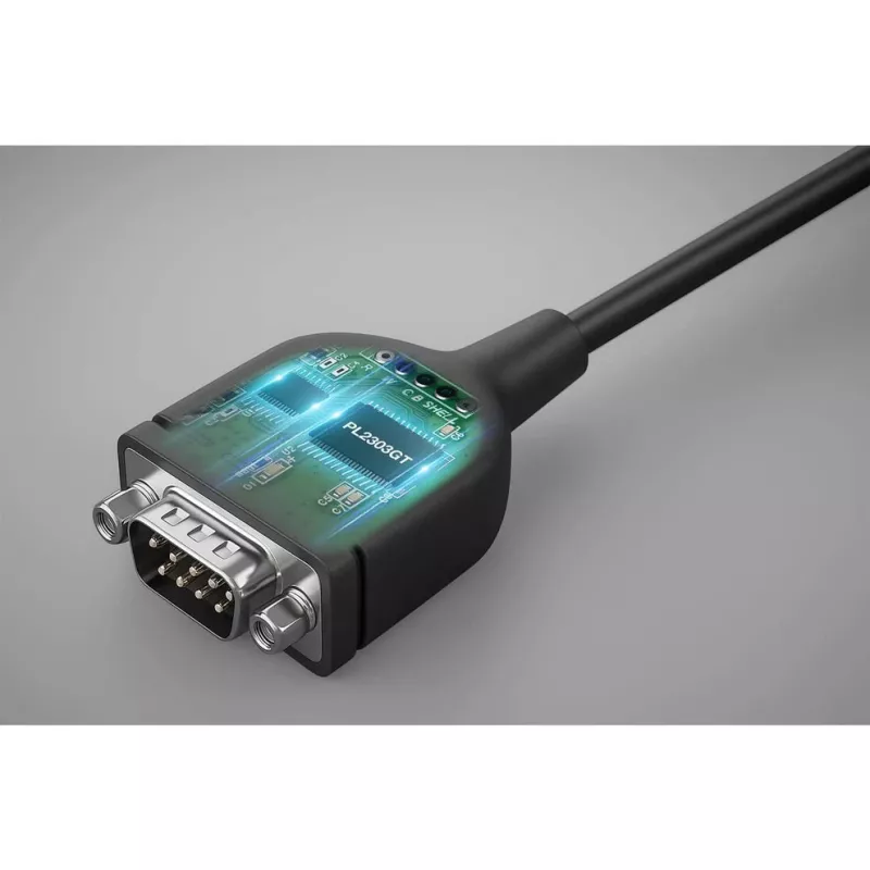 Manhattan USB-C na sériový konvertorový kábel, 1 m, konektor samec na konektor samec, sériový/RS232/COM/DB9, čip Prolific PL2303GT, čierny kábel, trojročná záruka