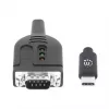 Manhattan USB-C na sériový konvertorový kábel, 1 m, konektor samec na konektor samec, sériový/RS232/COM/DB9, čip Prolific PL2303GT, čierny kábel, trojročná záruka