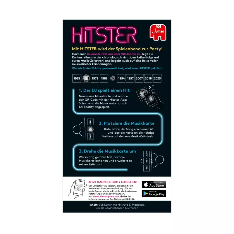 Jumbo Hitster (nemecké vydanie), kartová hra, párty, 16 rokov, 30 min, 30 min