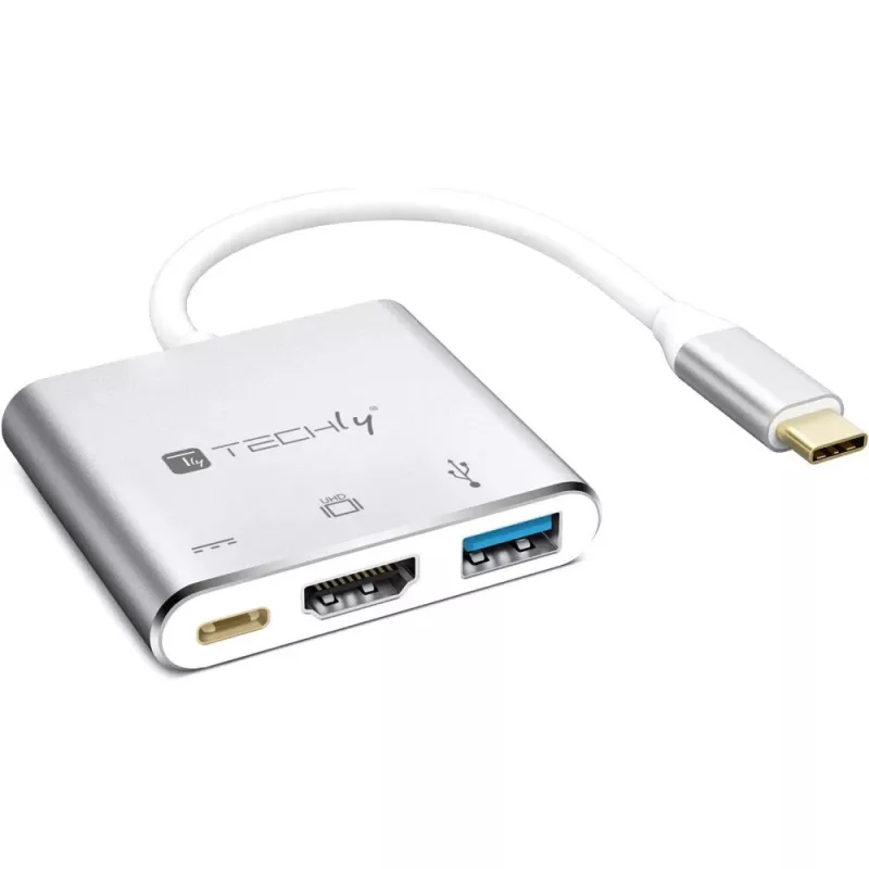 Techly IADAP USB31-HDMIPTY dokovacia stanica na notebook/port replikátor káblový USB 3.2 Gen 1 (3.1 Gen 1) Type-C strieborná