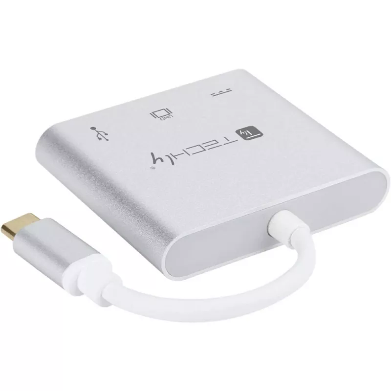 Techly IADAP USB31-HDMIPTY dokovacia stanica na notebook/port replikátor káblový USB 3.2 Gen 1 (3.1 Gen 1) Type-C strieborná