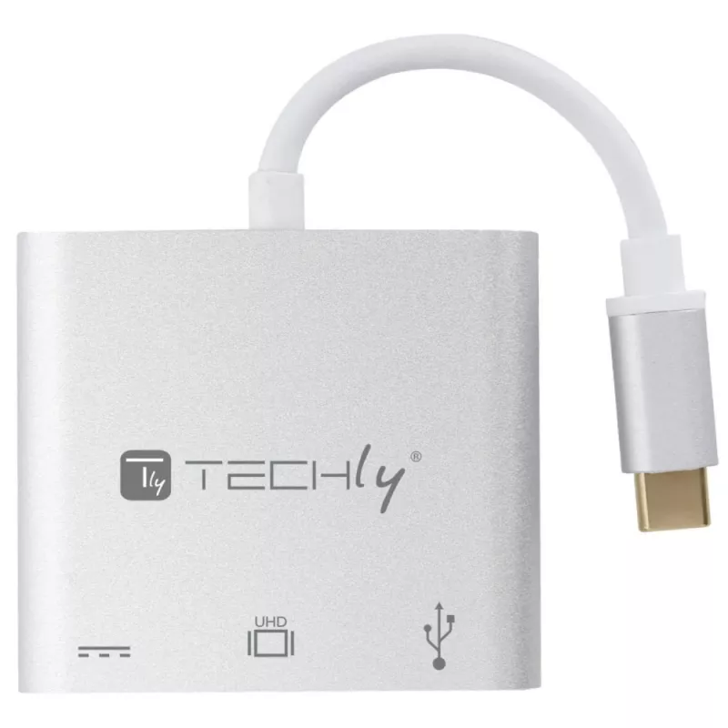 Techly IADAP USB31-HDMIPTY dokovacia stanica na notebook/port replikátor káblový USB 3.2 Gen 1 (3.1 Gen 1) Type-C strieborná