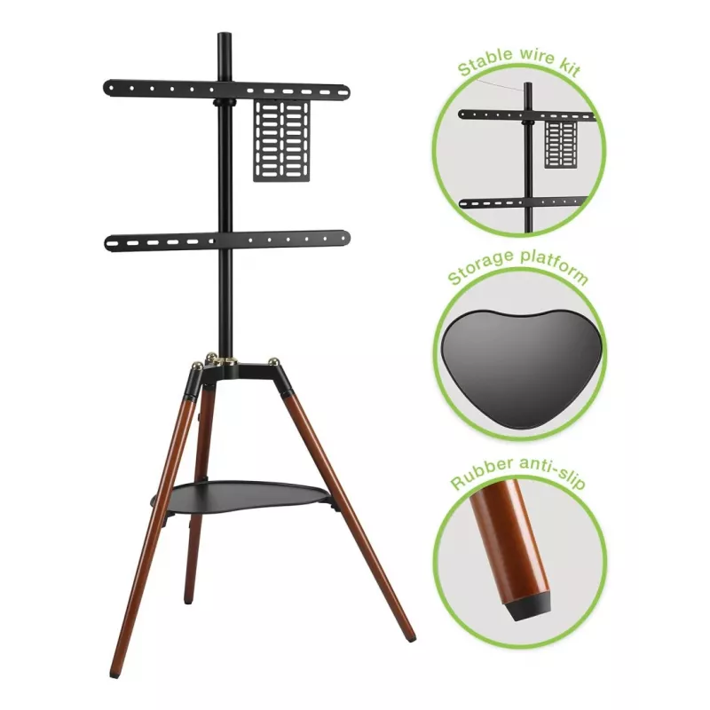 Techly ICA-TR58 TV stojan/podstavec 165,1 cm (65 palcov) čierny, drevo