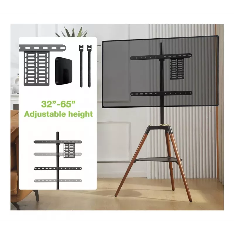 Techly ICA-TR58 TV stojan/podstavec 165,1 cm (65 palcov) čierny, drevo