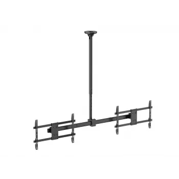 Stropný držiak na dva monitory EQUIP 81,3 cm – 152,4 cm (32 palcov–60 palcov) (VESA 200x200–600x400, max. 80 kg, otočný ±180°), čierny