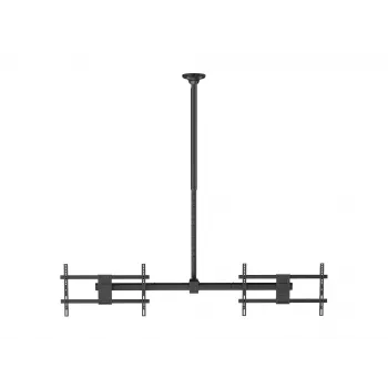 Stropný držiak na dva monitory EQUIP 81,3 cm – 152,4 cm (32 palcov–60 palcov) (VESA 200x200–600x400, max. 80 kg, otočný ±180°), čierny