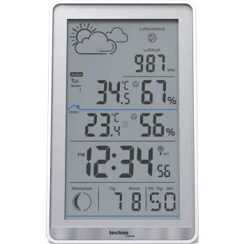 Digitálna meteostanica TechnoLine WS 9218 — biela, vnútorný/vonkajší teplomer, vlhkomerný prístroj, barometer, na batérie