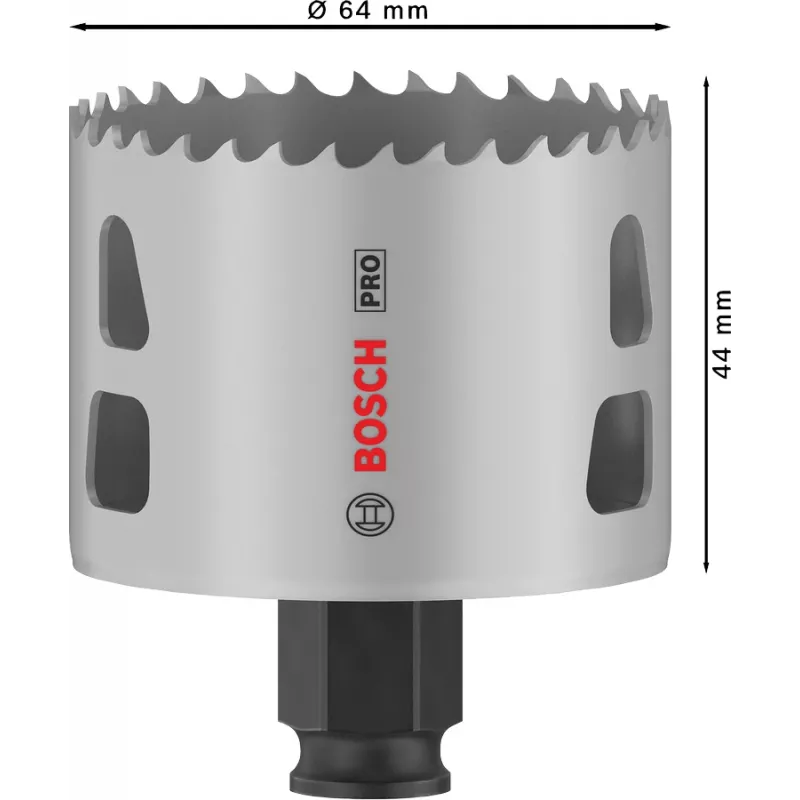 Dierová píla Bosch PRO Multi Material PC Plus 44/64 mm — samostatná, priemer 44–64 mm, pre vŕtačku, sadrokartón/kov/plast/mäkké drevo