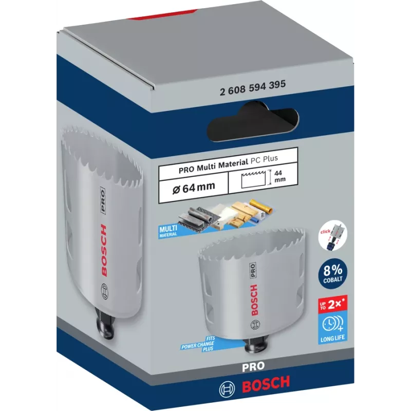 Dierová píla Bosch PRO Multi Material PC Plus 44/64 mm — samostatná, priemer 44–64 mm, pre vŕtačku, sadrokartón/kov/plast/mäkké drevo