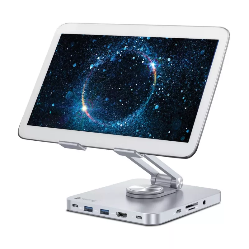 Techly 8-in-1 USB-C hub dokovacia stanica stojan na tablet