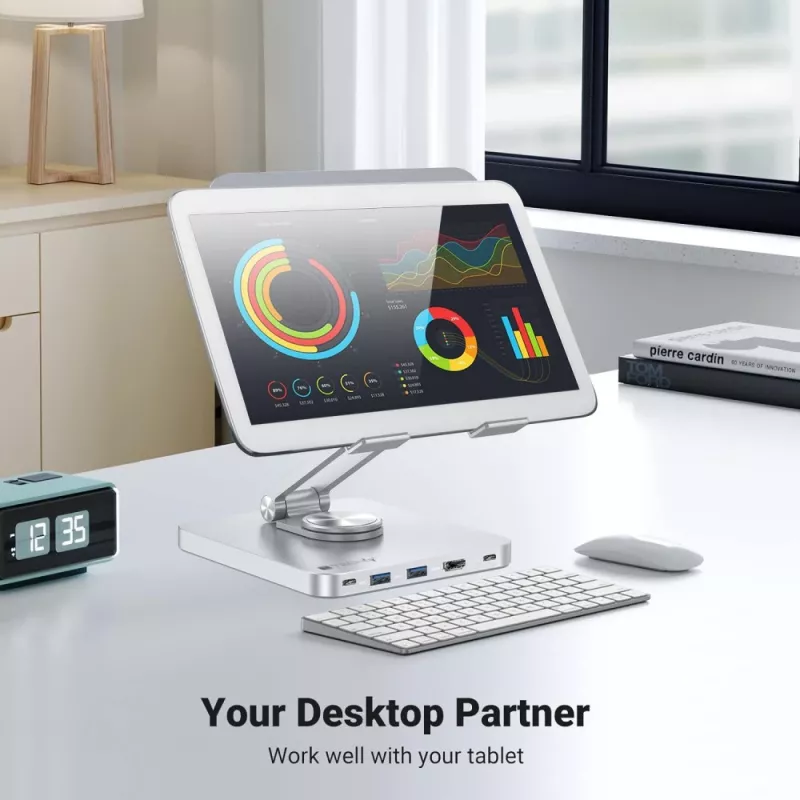 Techly 8-in-1 USB-C hub dokovacia stanica stojan na tablet