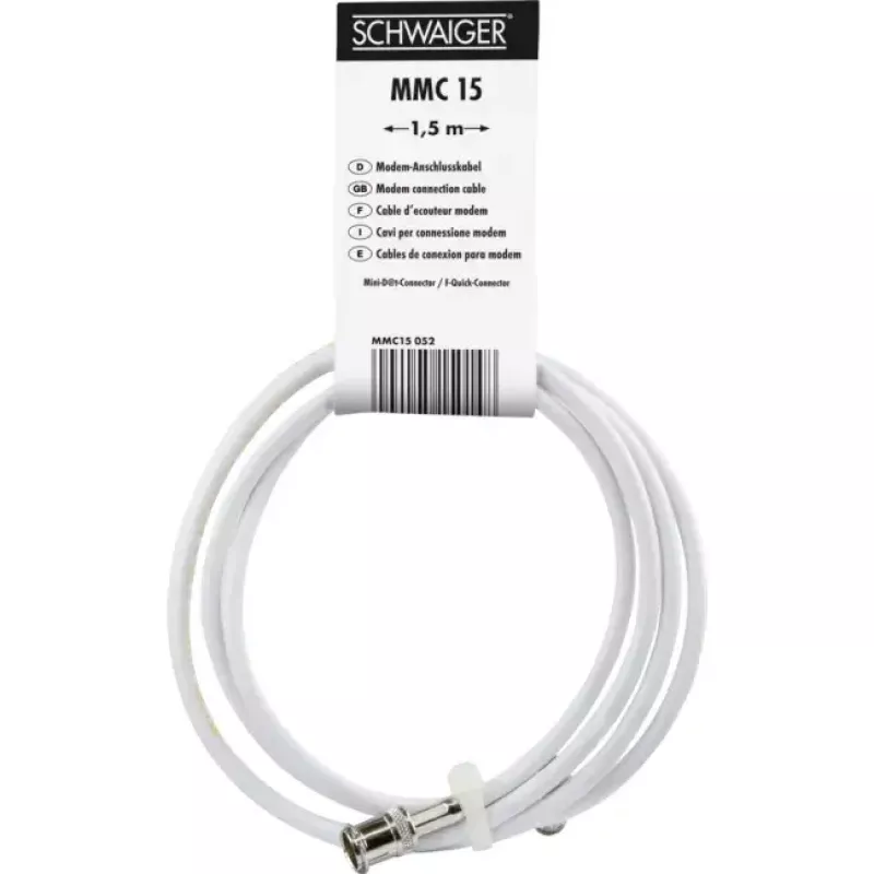 Koaxiálny kábel Schwaiger MMC15 052 1,5 m Mini D F biely