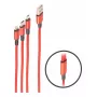 shiverpeaks BASIC-S nabíjací kábel 3v1, USB-A na Micro-B + USB-C + 8-pin, červený, 1,2 m